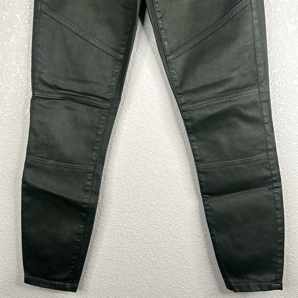 Banana Republic Charcoal Gray Coated Faux Leather Moto Skinny Jeans Size 25 - Picture 3 of 8